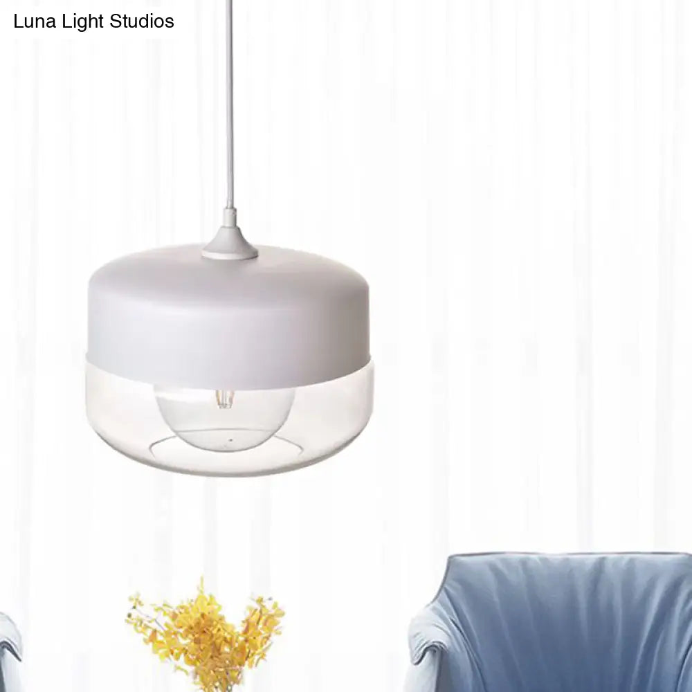 Modern White Glass Pendant Light For Bedroom With Elegant Ceiling Suspension