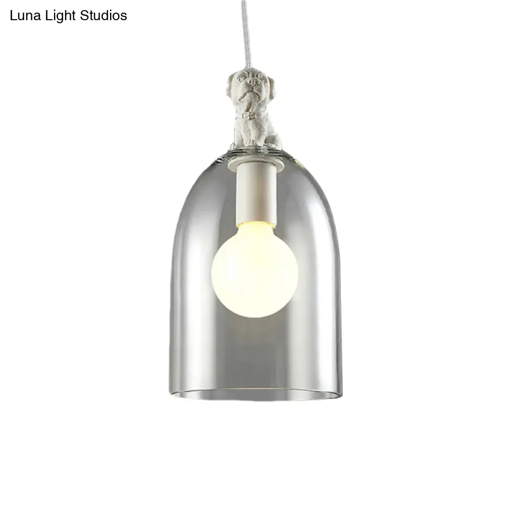 Modern White Glass Pendant Light With Bird Design - Transparent Hanging Lamp