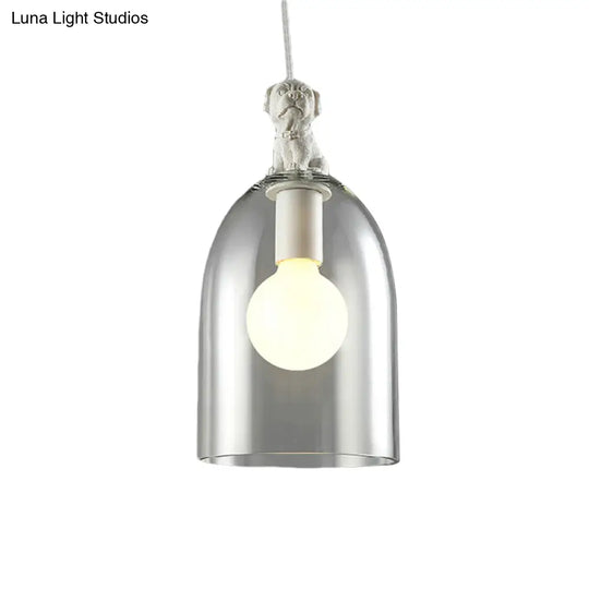 Modern White Glass Pendant Light With Bird Design - Transparent Hanging Lamp