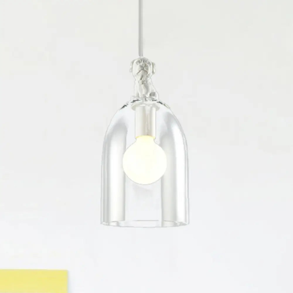 Modern White Glass Pendant Light With Bird Design - Transparent Hanging Lamp Clear / B