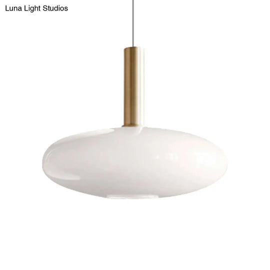 Modern White Glass Pendant Light With Brass Led: Globe/Ellipsoid/Dome Design / Dome