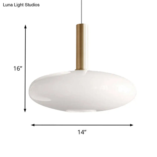 Modern White Glass Pendant Lighting – 1 Light Brass Led Ceiling Lamp Fixture