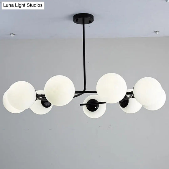 Modern White Glass Sphere Chandelier - Stylish Suspension Light For Bedroom 9 / Black