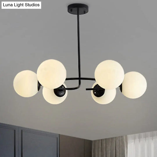 Modern White Glass Sphere Chandelier - Stylish Suspension Light For Bedroom