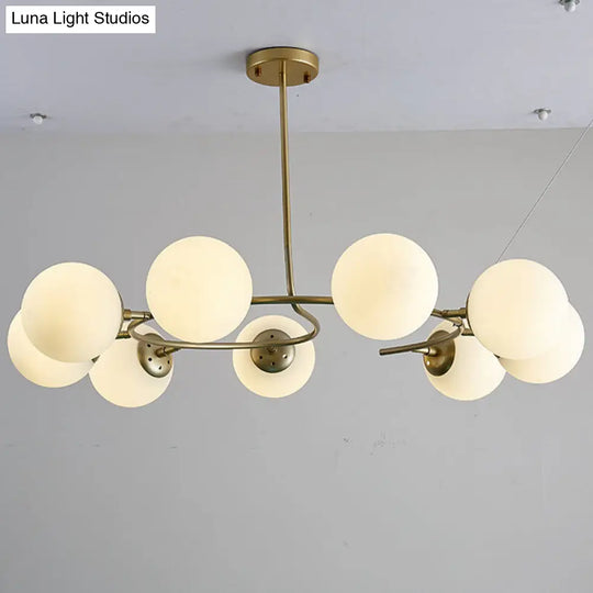 Modern White Glass Sphere Chandelier - Stylish Suspension Light For Bedroom 9 / Gold