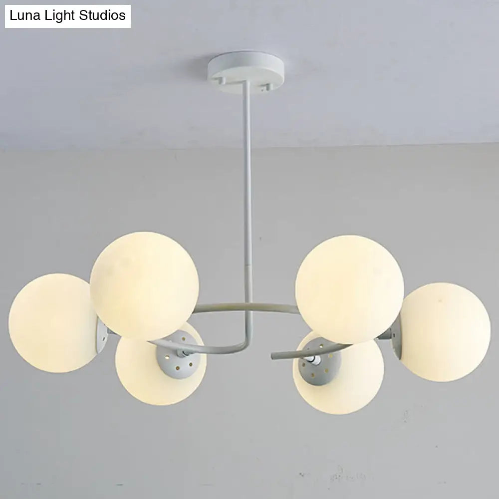 Modern White Glass Sphere Chandelier - Stylish Suspension Light For Bedroom 6 /