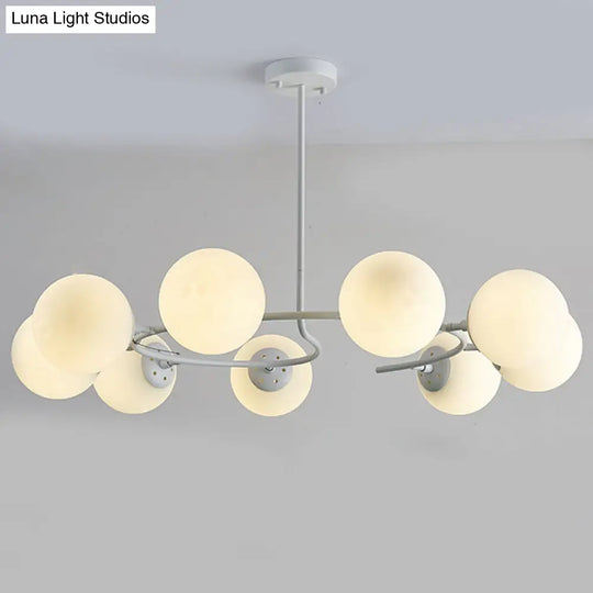 Modern White Glass Sphere Chandelier - Stylish Suspension Light For Bedroom 9 /