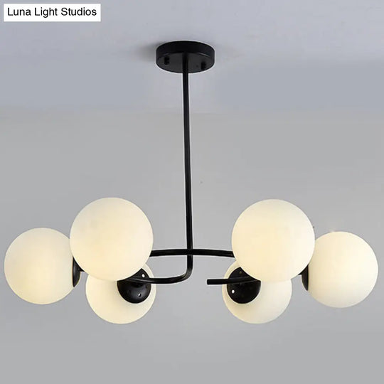 Modern White Glass Sphere Chandelier - Stylish Suspension Light For Bedroom