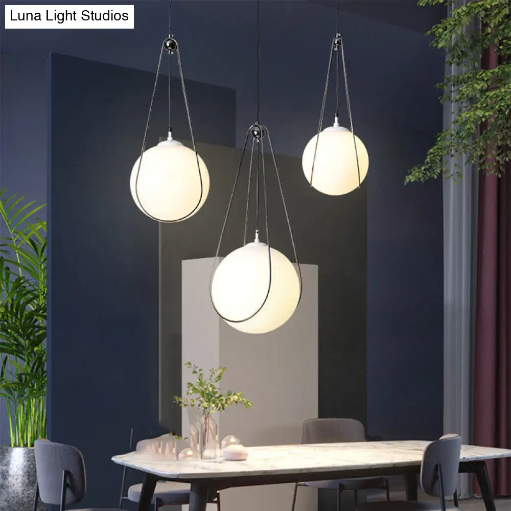 Modern White Glass Teardrop Pendant Light - 1 Nickel Finish 8/10/12 Width Ideal For Restaurants / 8