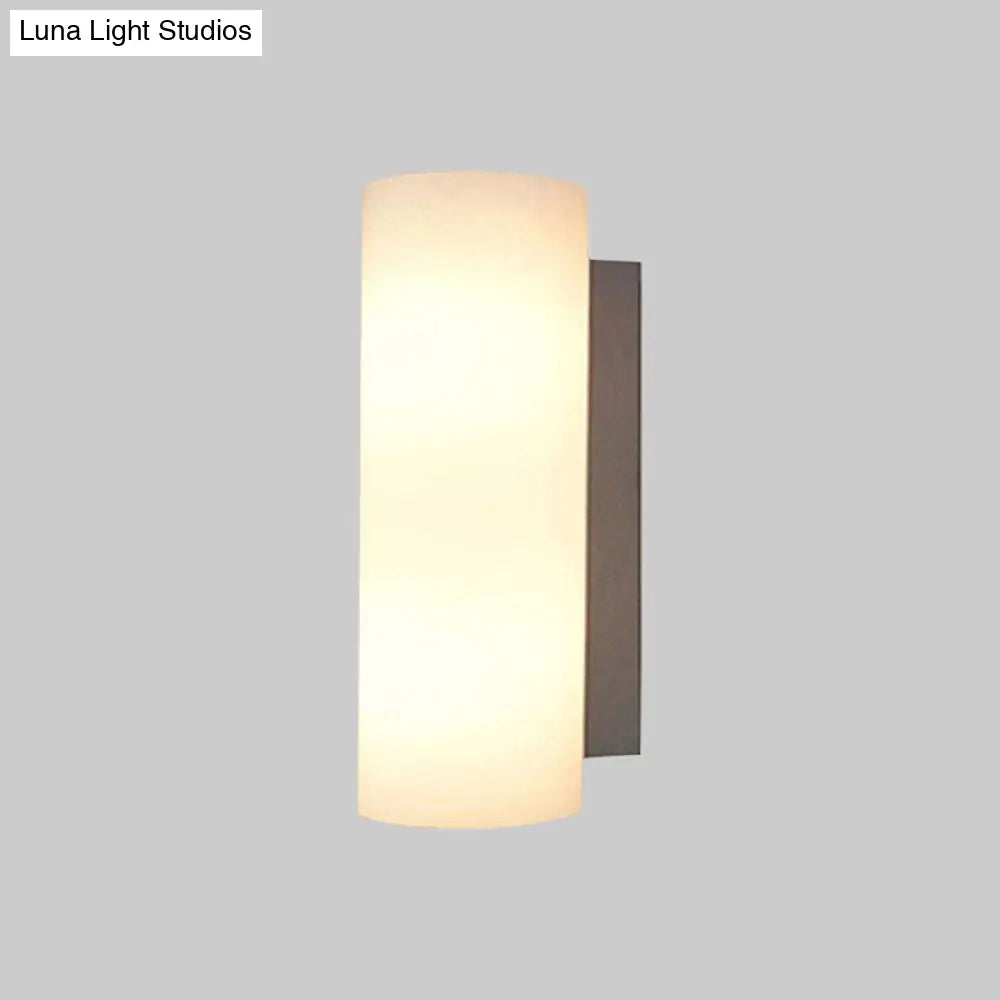 Modern White Glass Wall Sconce For Bedroom With 1 Light