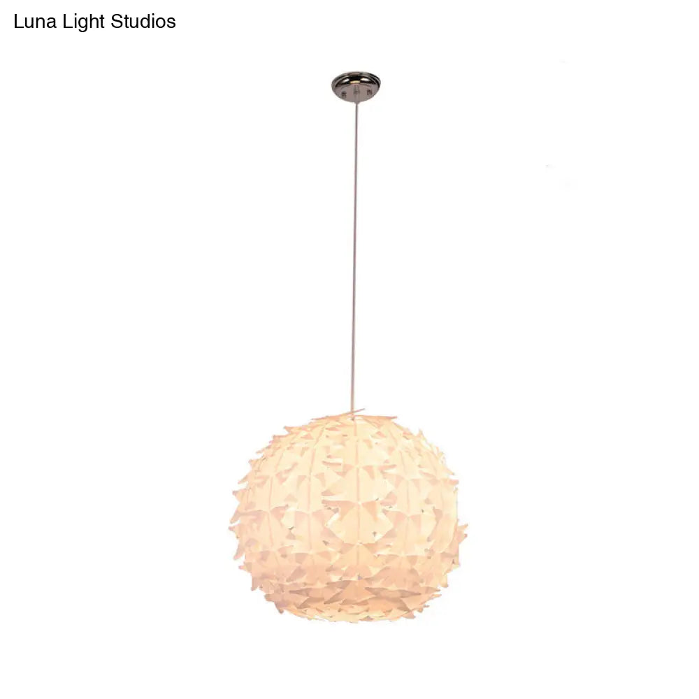 Modern White Globe Pendant Light: Acrylic Ceiling Lamp For Dining Room