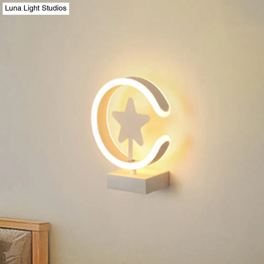 Modern White/Gold Circle Flush Mount Wall Sconce With Star Pattern Led Lighting Warm/White Light