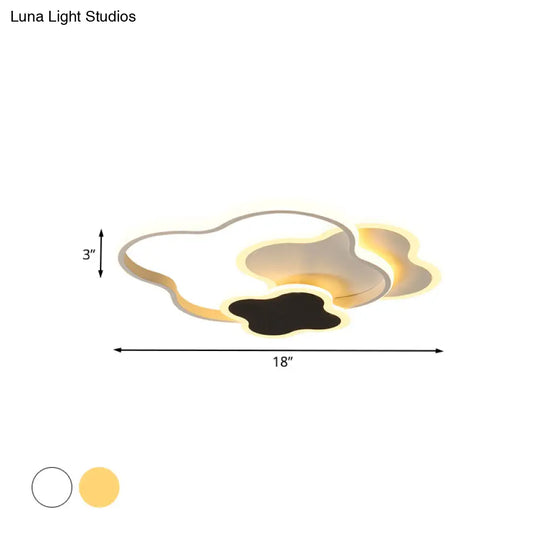 Modern White/Gold Led Bedroom Flushmount Ceiling Light With Seamless Curve Design