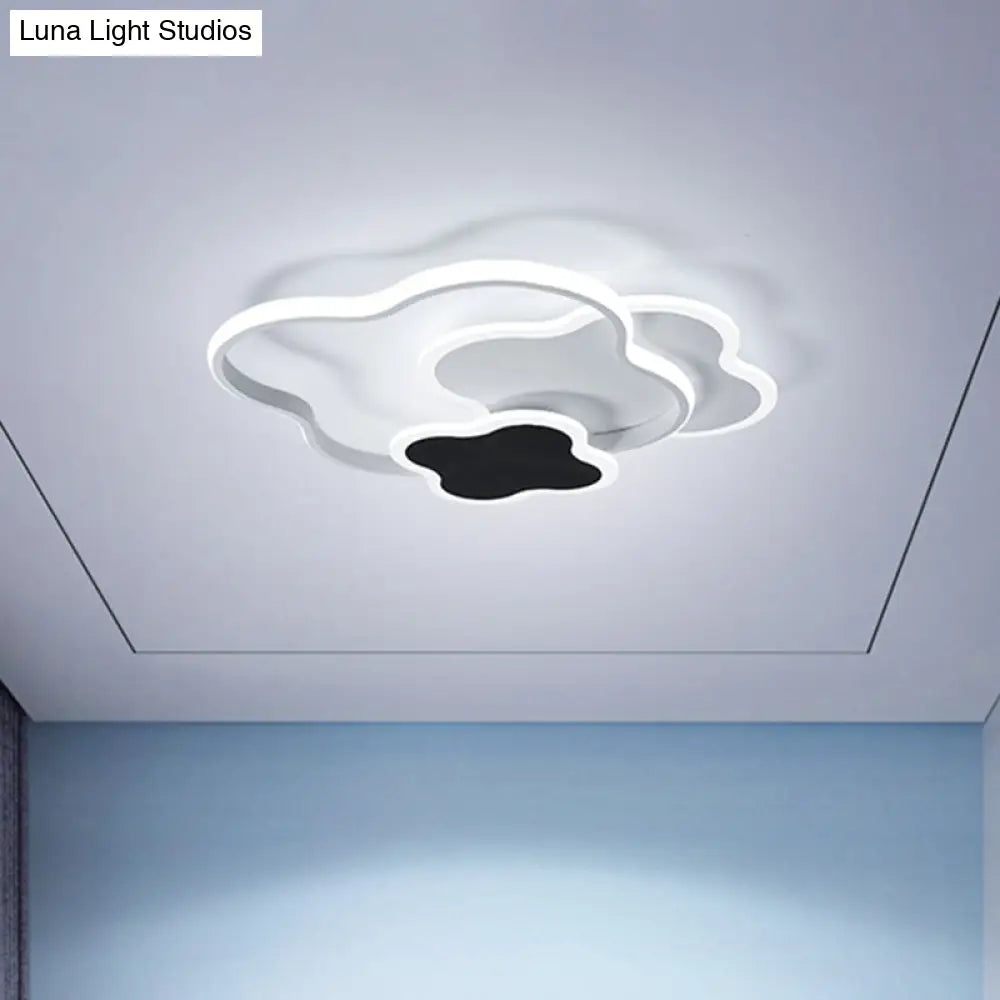 Modern White/Gold Led Bedroom Flushmount Ceiling Light With Seamless Curve Design