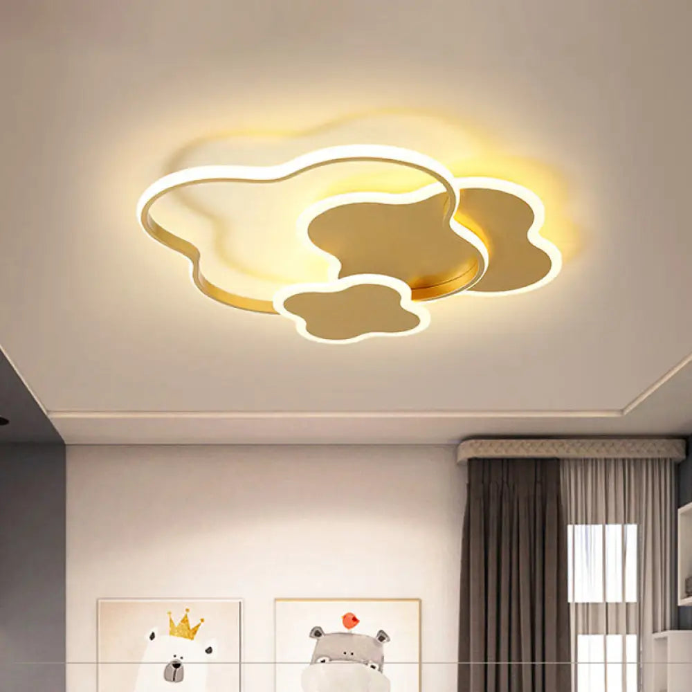 Modern White/Gold Led Bedroom Flushmount Ceiling Light With Seamless Curve Design Gold