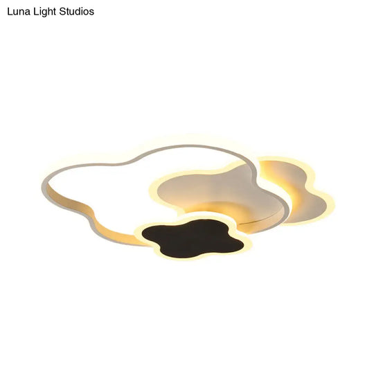 Modern White/Gold Led Bedroom Flushmount Ceiling Light With Seamless Curve Design