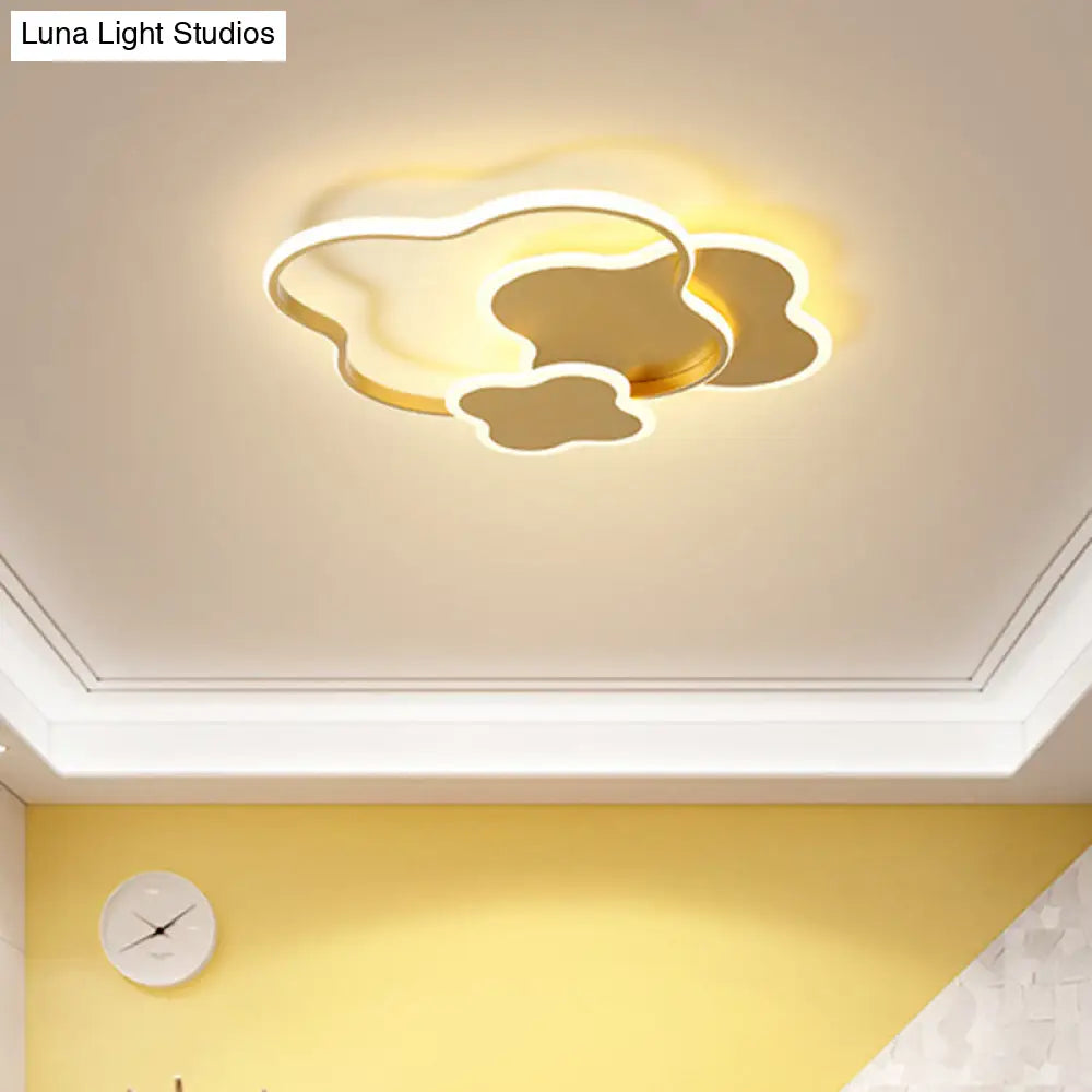 Modern White/Gold Led Bedroom Flushmount Ceiling Light With Seamless Curve Design