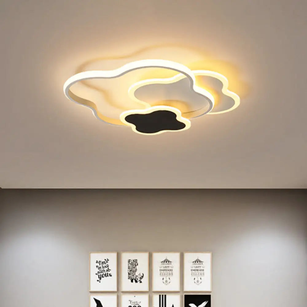 Modern White/Gold Led Bedroom Flushmount Ceiling Light With Seamless Curve Design White