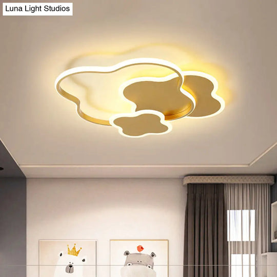 Modern White/Gold Led Bedroom Flushmount Ceiling Light With Seamless Curve Design Gold