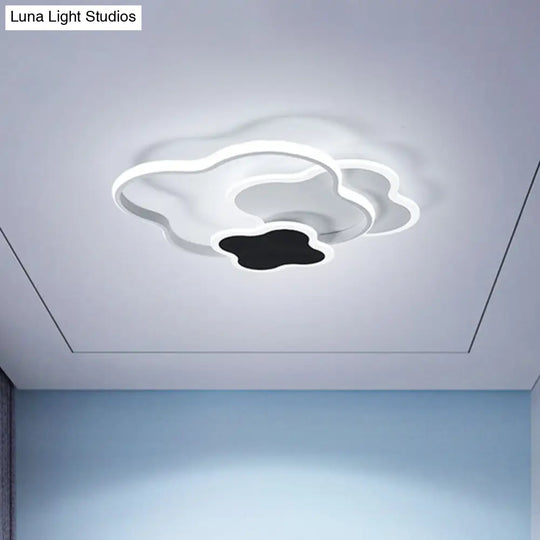 Modern White/Gold Led Bedroom Flushmount Ceiling Light With Seamless Curve Design