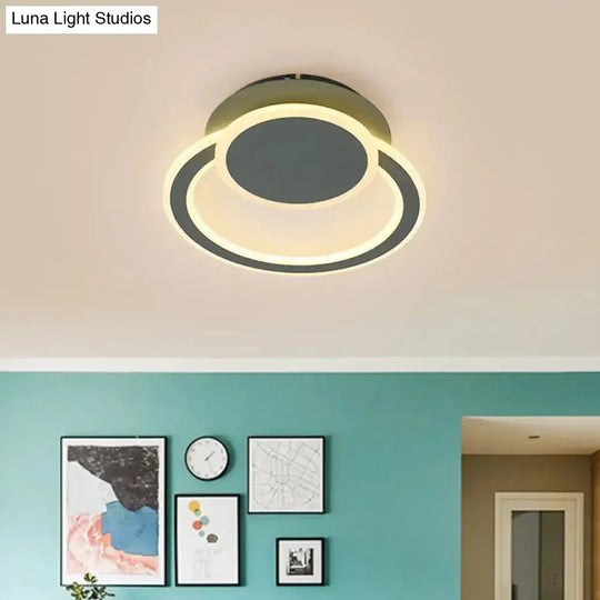 Modern White/Green Hoop Led Ceiling Light With Warm/White Lighting For Bedroom