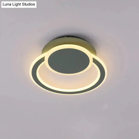 Modern White/Green Hoop Led Ceiling Light With Warm/White Lighting For Bedroom