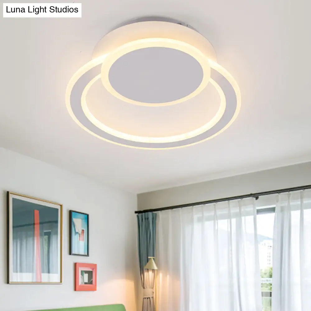 Modern White/Green Hoop Led Ceiling Light With Warm/White Lighting For Bedroom