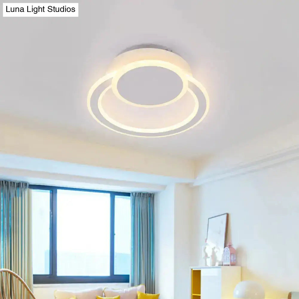 Modern White/Green Hoop Led Ceiling Light With Warm/White Lighting For Bedroom