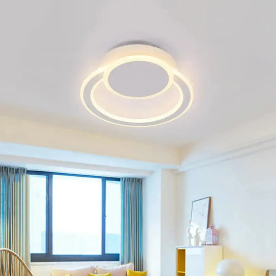 Modern White/Green Hoop Led Ceiling Light With Warm/White Lighting For Bedroom White / Warm