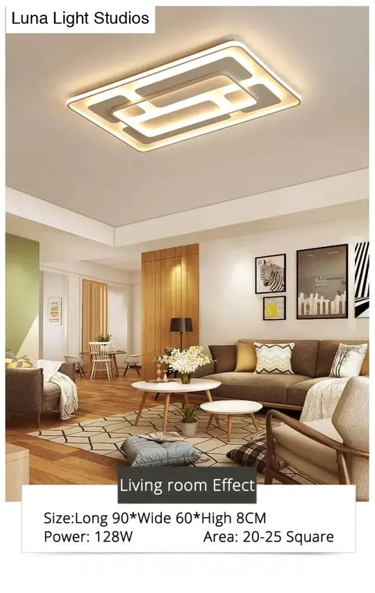 Modern White/Grey Color Ceiling Lights Lamp Rectangular Fashion Led Bedroom Lamps Living Room