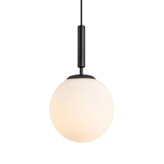 Modern White Hanging Glass Pendant Lamp For Bedroom Black / 10’ Lighting