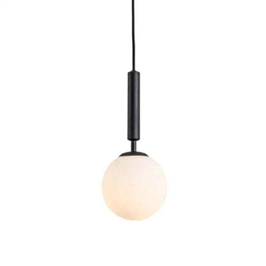 Modern White Hanging Glass Pendant Lamp For Bedroom Black / 6’ Lighting