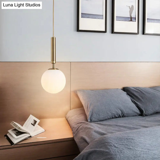 Modern White Hanging Glass Pendant Lamp For Bedroom Lighting