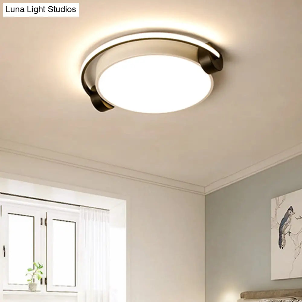 Modern White Headset Flush Mount Ceiling Light With Adjustable Warm/White Ambiance -