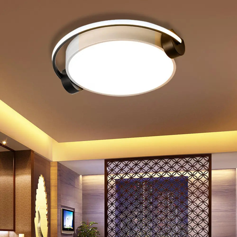 Modern White Headset Flush Mount Ceiling Light With Adjustable Warm/White Ambiance -