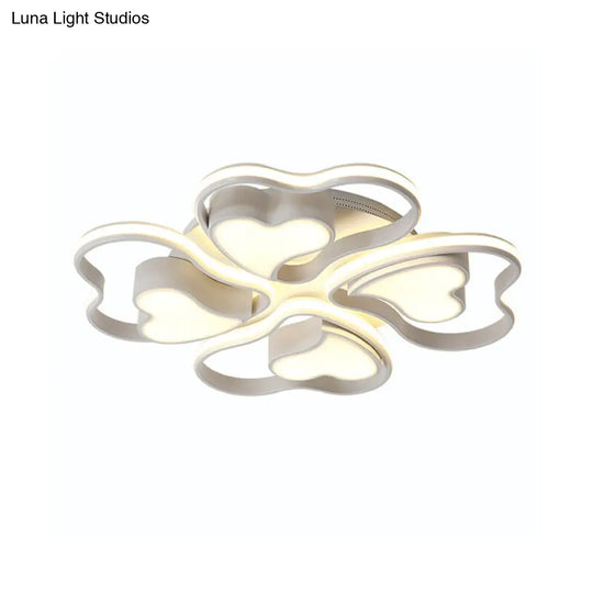 Modern White Heart Ceiling Light: Stylish Acrylic Flush Mount Fixture For Living Room