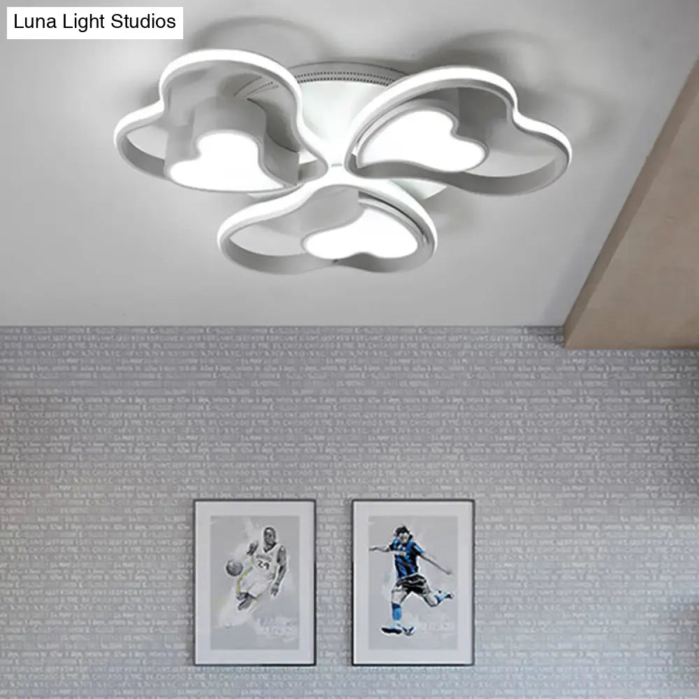 Modern White Heart Ceiling Light: Stylish Acrylic Flush Mount Fixture For Living Room 3 / Warm