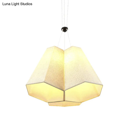 Modern White Hexagon Drop Pendant Ceiling Light With 3 Fabric Multi Bulbs