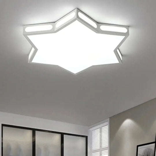Modern White Hexagonal Star Flush Mount Ceiling Light For Living Room - Acrylic / 18’