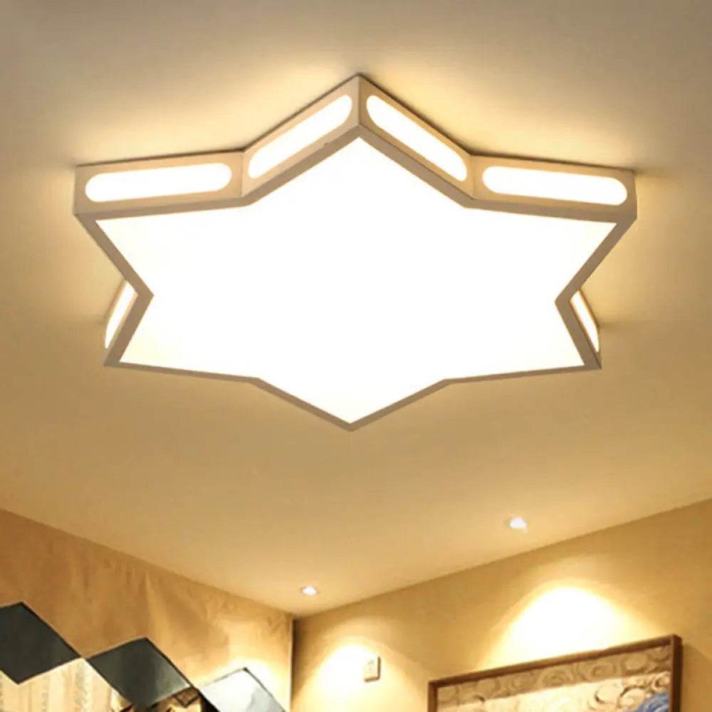 Modern White Hexagonal Star Flush Mount Ceiling Light For Living Room - Acrylic / 18’ Warm