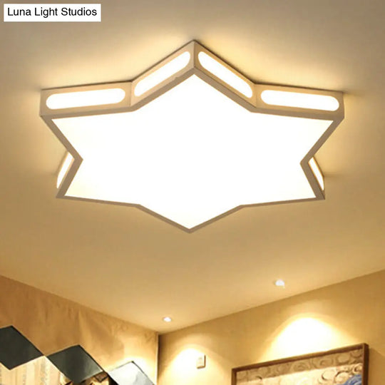 Modern White Hexagonal Star Flush Mount Ceiling Light For Living Room - Acrylic / 18 Warm