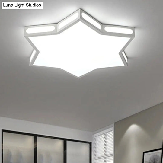 Modern White Hexagonal Star Flush Mount Ceiling Light For Living Room - Acrylic / 18