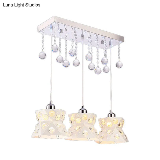 Hourglass Restaurant Pendant Light - Modern 3-Bulb Iron Suspension Lamp (White)