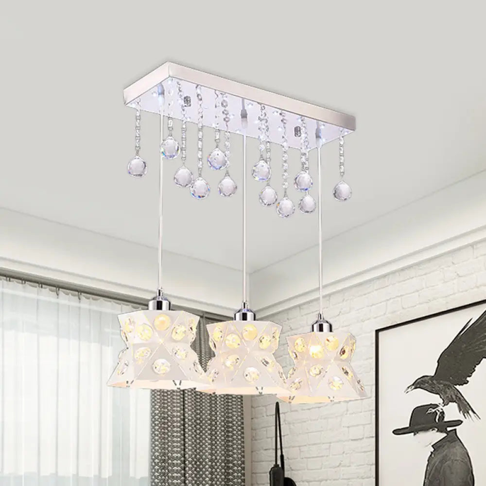 Modern White Iron 3-Bulb Suspension Lamp For Hourglass Restaurant