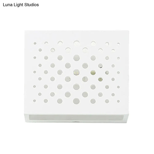 Modern White Laser-Cut Box Wall Light Sconce - 1 Head Gypsum Led Lamp