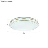 Modern White Led Acrylic Ceiling Lamp - 16’/19.5’ Geometry Flushmount For Bedroom Lighting