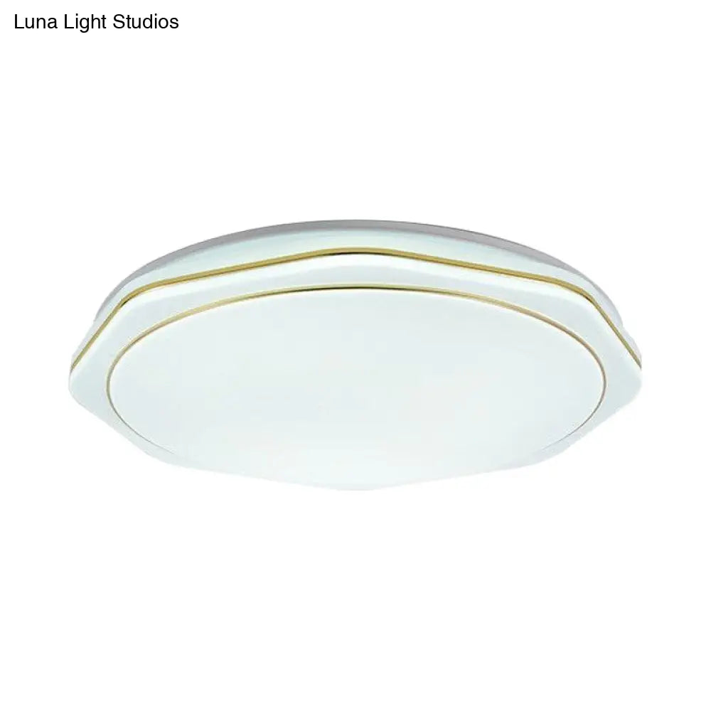 Modern White Led Acrylic Ceiling Lamp - 16’/19.5’ Geometry Flushmount For Bedroom Lighting