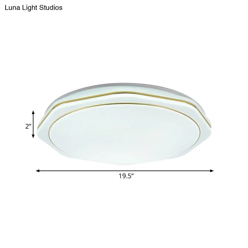 Modern White Led Acrylic Ceiling Lamp - 16’/19.5’ Geometry Flushmount For Bedroom Lighting