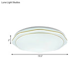 Modern White Led Acrylic Ceiling Lamp - 16’/19.5’ Geometry Flushmount For Bedroom Lighting