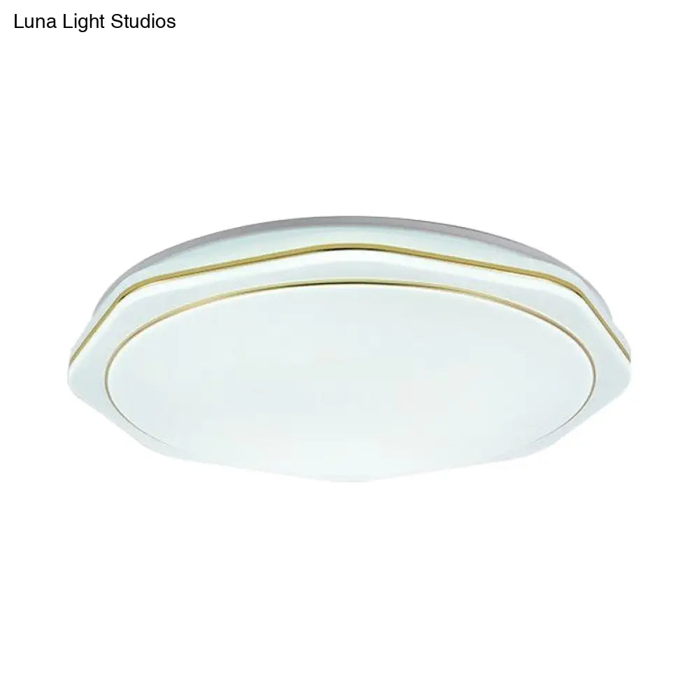 Modern White Led Acrylic Ceiling Lamp - 16/19.5 Geometry Flushmount For Bedroom Lighting